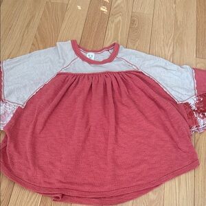 We The Free Coral and Cream Top